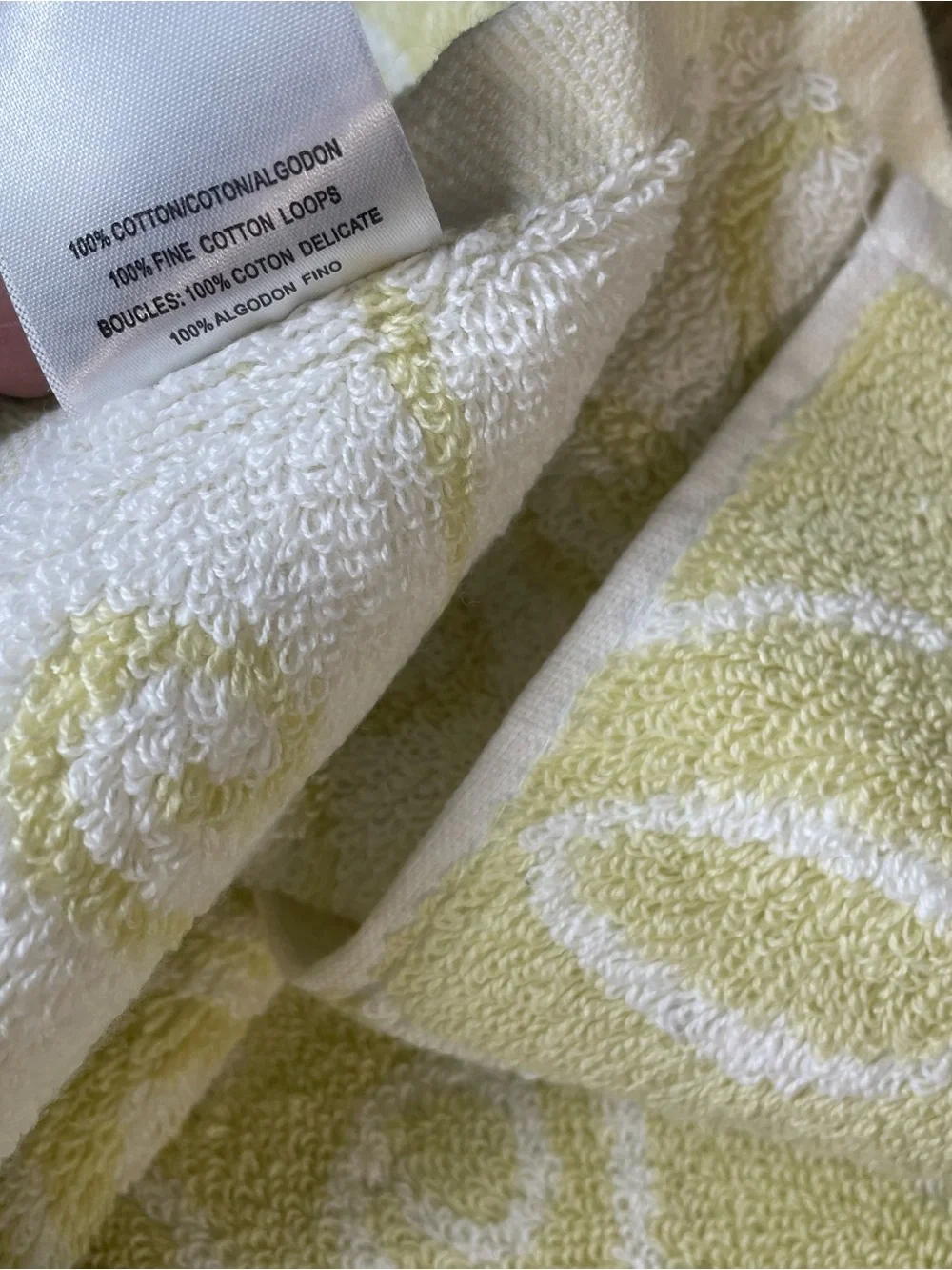 Simply Perfect celery yellow & white butterfly hand towels bathroom decor new